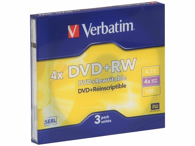 Оптический диск DVD+RW Verbatim 4.7ГБ 4x 3шт slim case [43636]