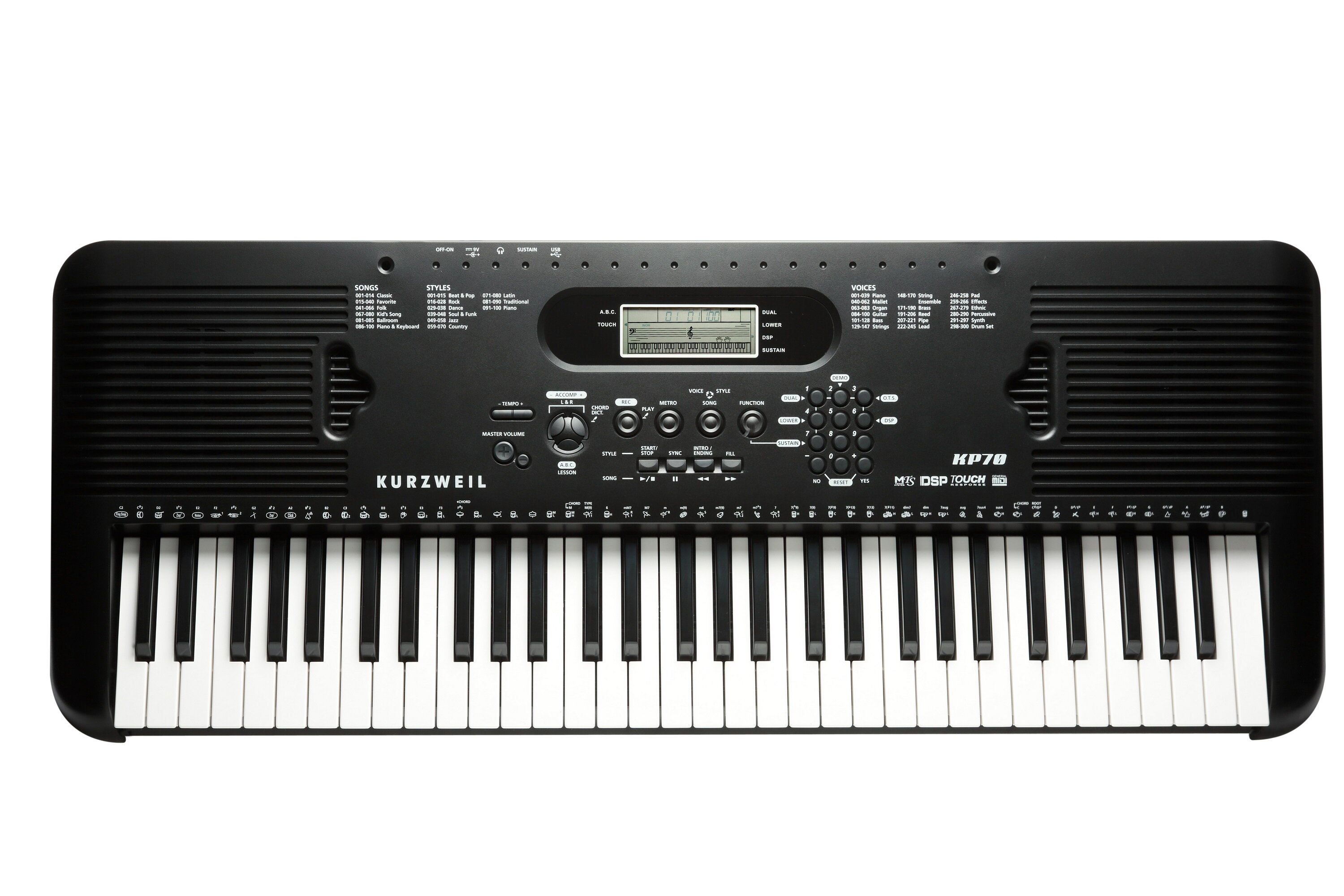 Kurzweil KP70 LB Синтезатор 61 клавиша полифония 32 цвет чёрный