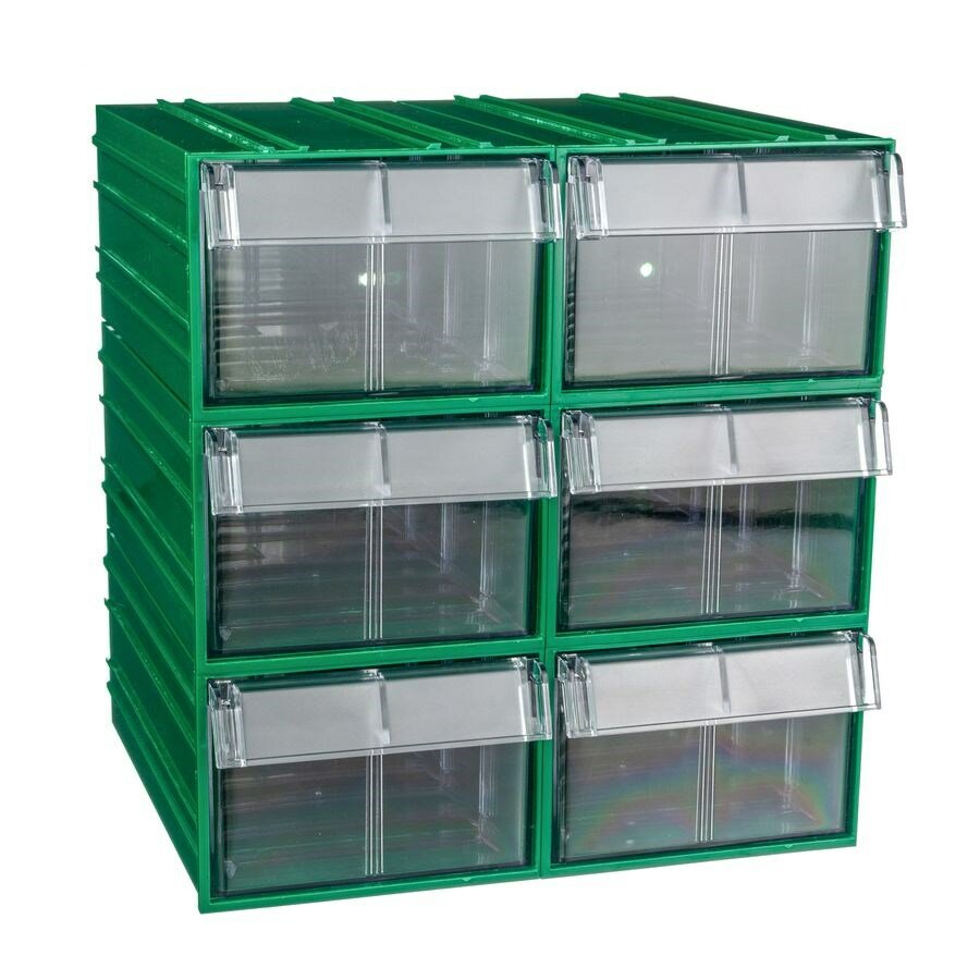 Пластиковый короб Стелла-техник C-2-К6-зеленый-прозрачный  140х250х100мм комплект 6 штук