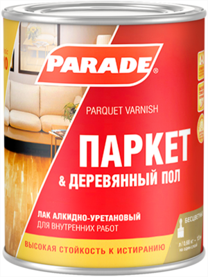 Лак Паркетный Parade Classic L10 Паркет & Деревянный Пол 0.75л Матовый Бесцветный Алкидно-Уретановый / Парад Классик L10.