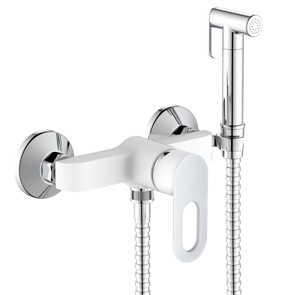 фото Смеситель для душа с гигиенической лейкой Hansen H23018-F белый