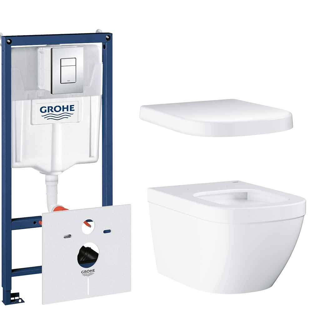 Унитаз подвесной безободковый GROHE Euro Ceramic с сиденьем с микролифтом (NW0010-1)