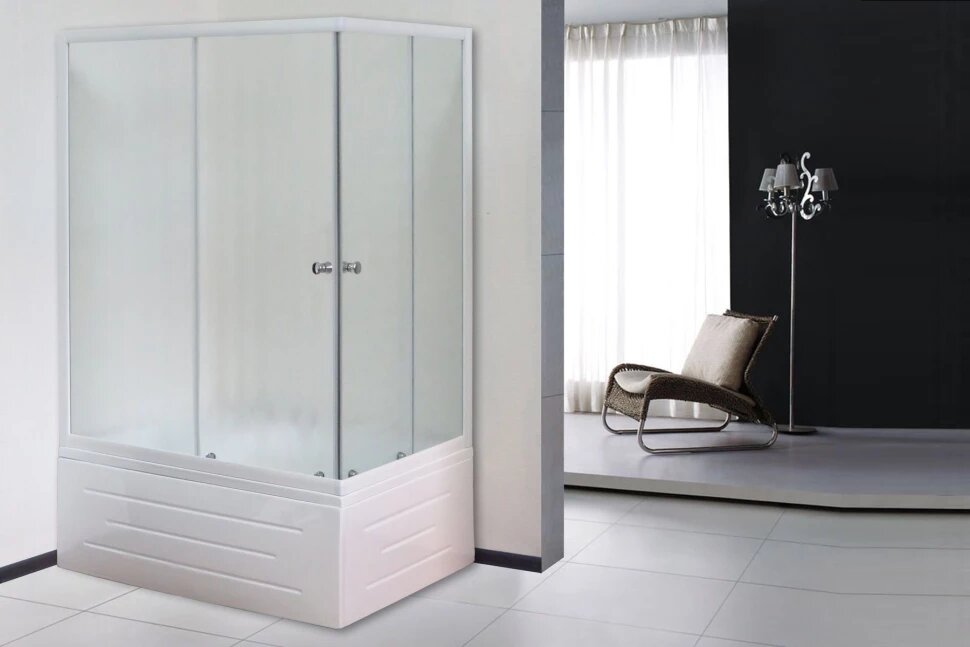 Душевой уголок с поддоном 100x80 см Royal Bath RB8100BP-C-L матовое