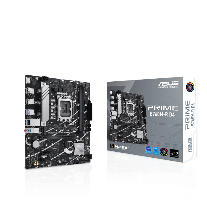 ASUS Материнская плата Asus PRIME B760M-R D4 Soc-1700 Intel B760 2xDDR4 mATX AC`97 8ch(7.1) 2.5Gg RAID+HDMI