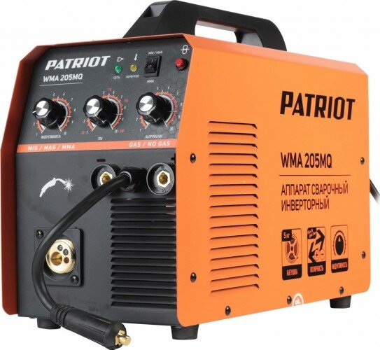 Полуавтомат сварочный инверторный Patriot WMA 205 MQ /MIG/MAG/MMA /200 А /81 кВт /ПВ 60% /работа от 195 В