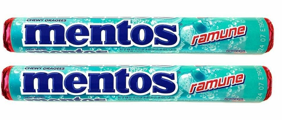 Жевательные конфеты Mentos Ramune со вкусом газировки (Япония), 37,5 г (2 шт)