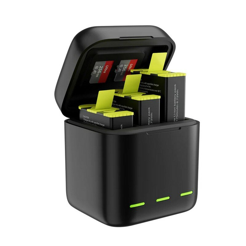 фото Комплект TELESIN зарядное устройство на 3 акб + 2 аккумулятора GoPro 9 10 11 12 (GP-BNC-901-B)