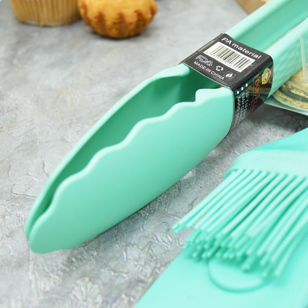 фото Набор кухонных принадлежностей силиконовый: лопатка+щипцы+кисточка+венчик, NNATA2