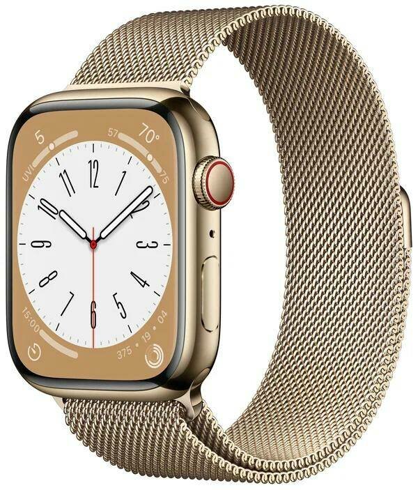 Умные часы Apple Watch Series 8 41 мм Steel Case GPS + Cellular, gold milanese