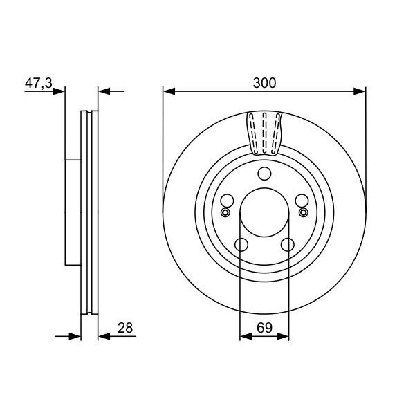 Тормозной диск, BOSCH 0 986 479 537 (2 шт.)