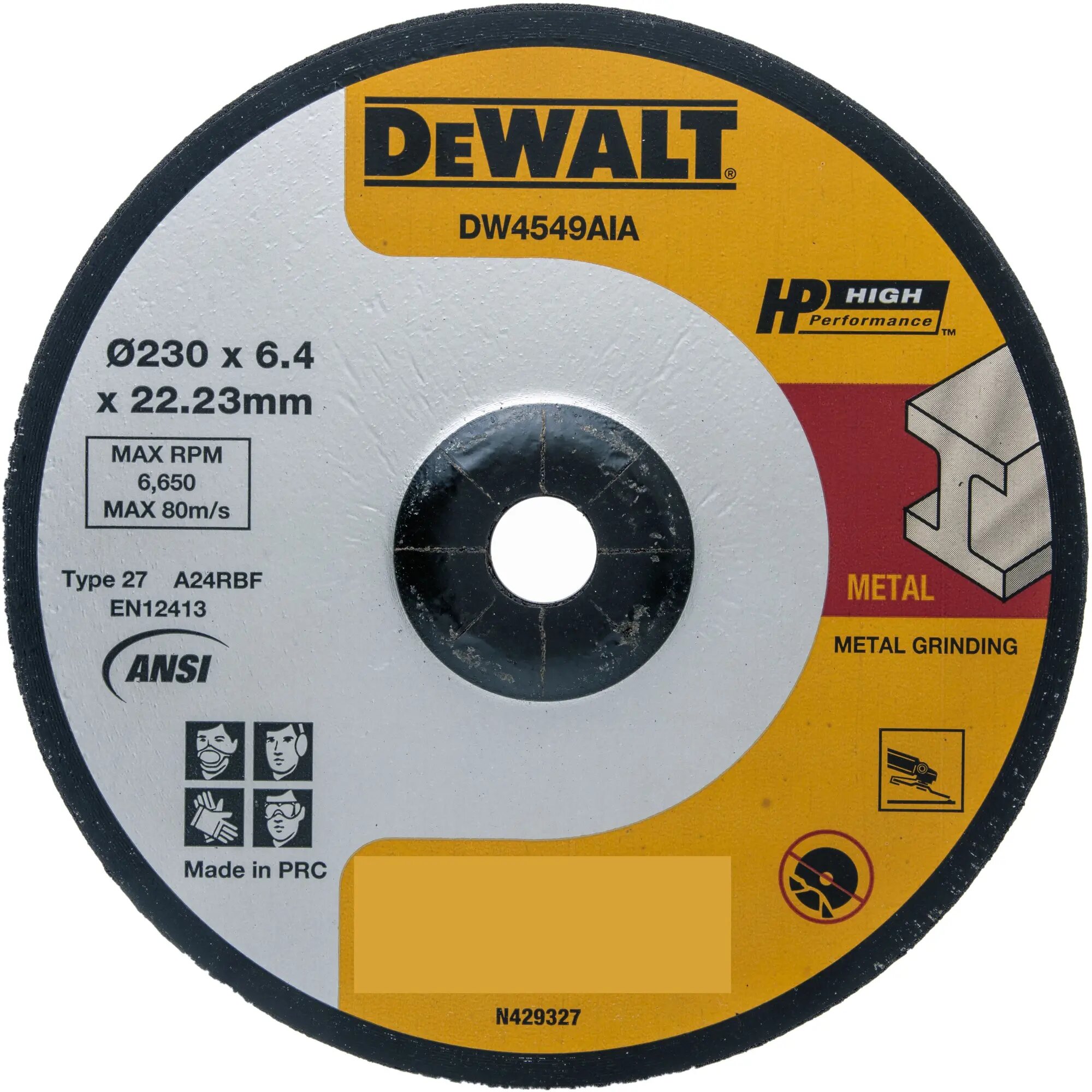 фото Круг шлифовальный DeWalt металл Ф230x22,2x6мм HP DW4549AIA