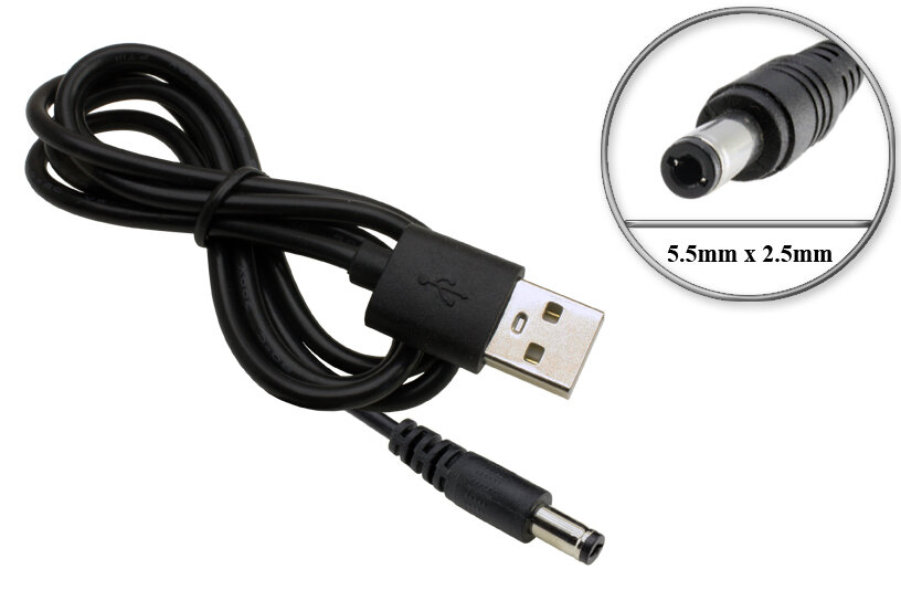 Переходник USB - 5.5mm x 2.5mm, кабель, 1m-1.2m, для сетевых устройств (маршрутизатора, роутера) и др. оборудования