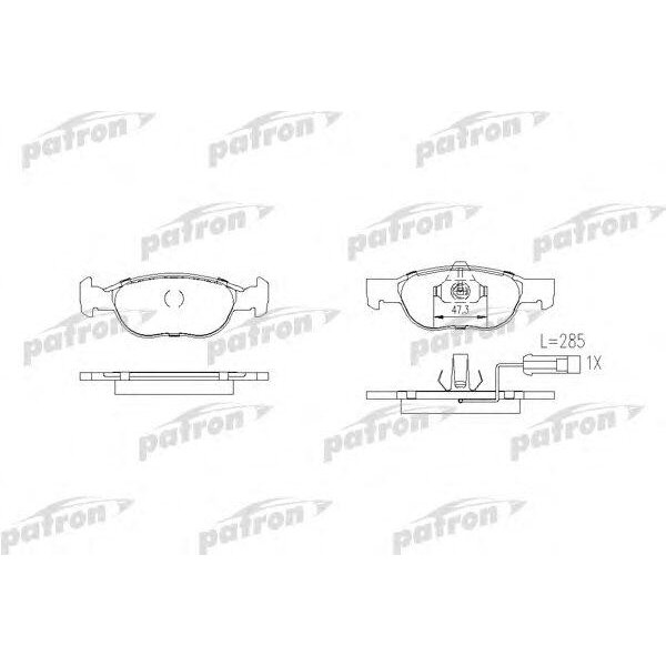 Комплект тормозных колодок, дисковый тормоз, PATRON PBP1160 (1 шт.)