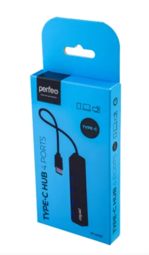 Perfeo USB C-HUB 4 Port (PF-H039 Black) чёрный