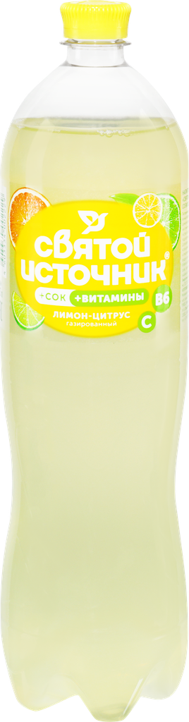 Напиток святой источник Вода со вкусом лимон, цитрус газированный, 1.5л