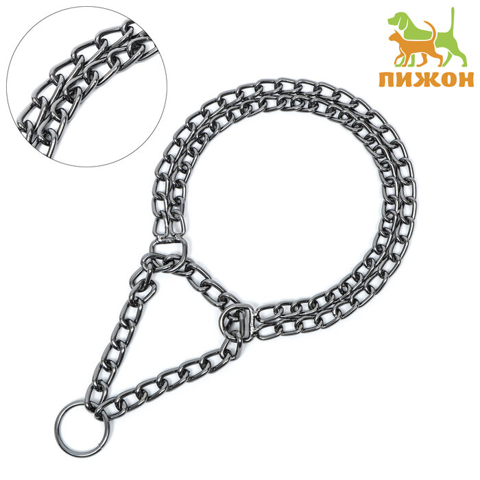 фото Пижон Ошейник - полуудавка металлический двухрядный, 40 см, толщина проволоки 2 мм, черный