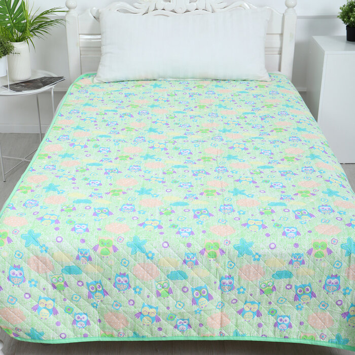 фото Покрывало Совушки 110х140см, фисташка, бязь 120г/м, хл 100%