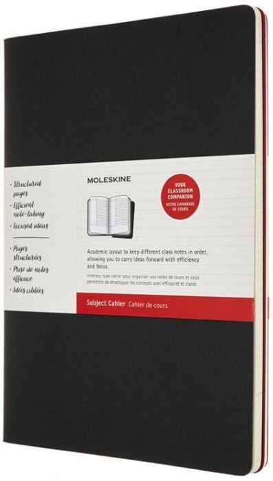 Moleskine CH5STNB02 Блокнот moleskine cahier subject a4, обложка картон, 192 стр., линейка, мягкая обложка, черный / красный