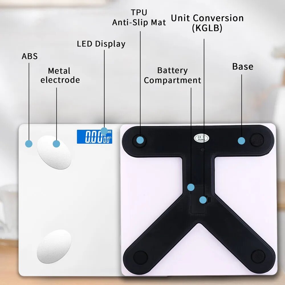 Напольные умные весы c bmi, электронные напольные весы для Xiaomi, iPhone, Android, белые - фотография № 9