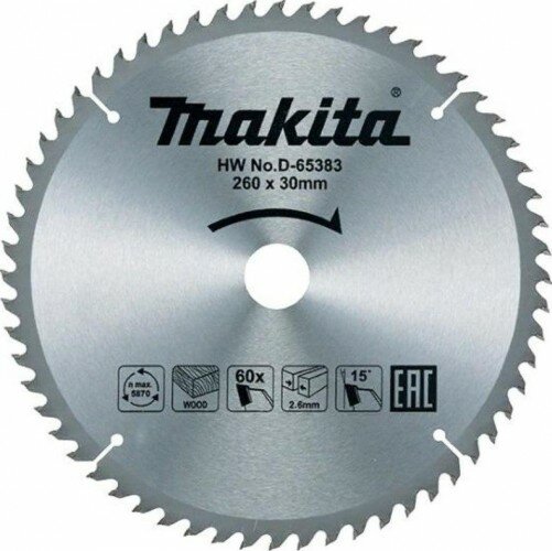 Пильный диск по дереву MAKITA 260x30x1,8x60T