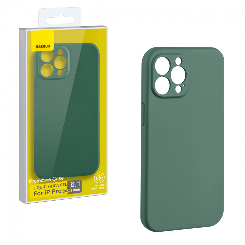 Чехол iPhone 12 Pro (6.1) Baseus Silicone Case с защитой камеры Green