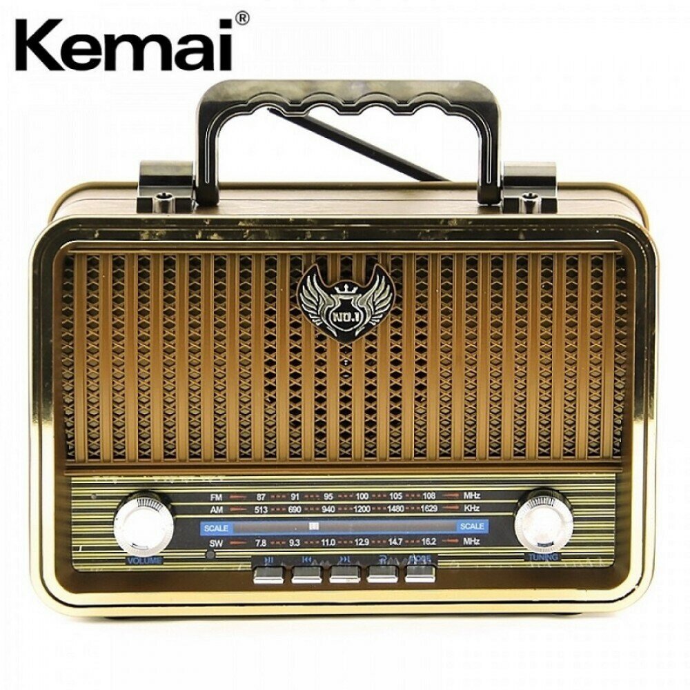 Радиоприемник Kemai MD-1909BT MP3плеер+Bluetooth RETRO (золотистый)