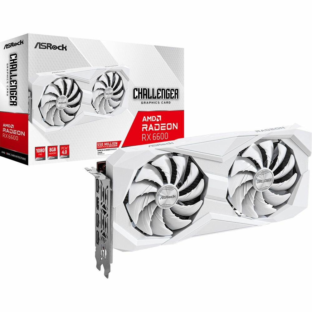 ASRock Видеокарта ASRock RX6600 Challenger White 8GB GDDR6 HDMI DPx3 2FAN RTL Radeon RX 6600