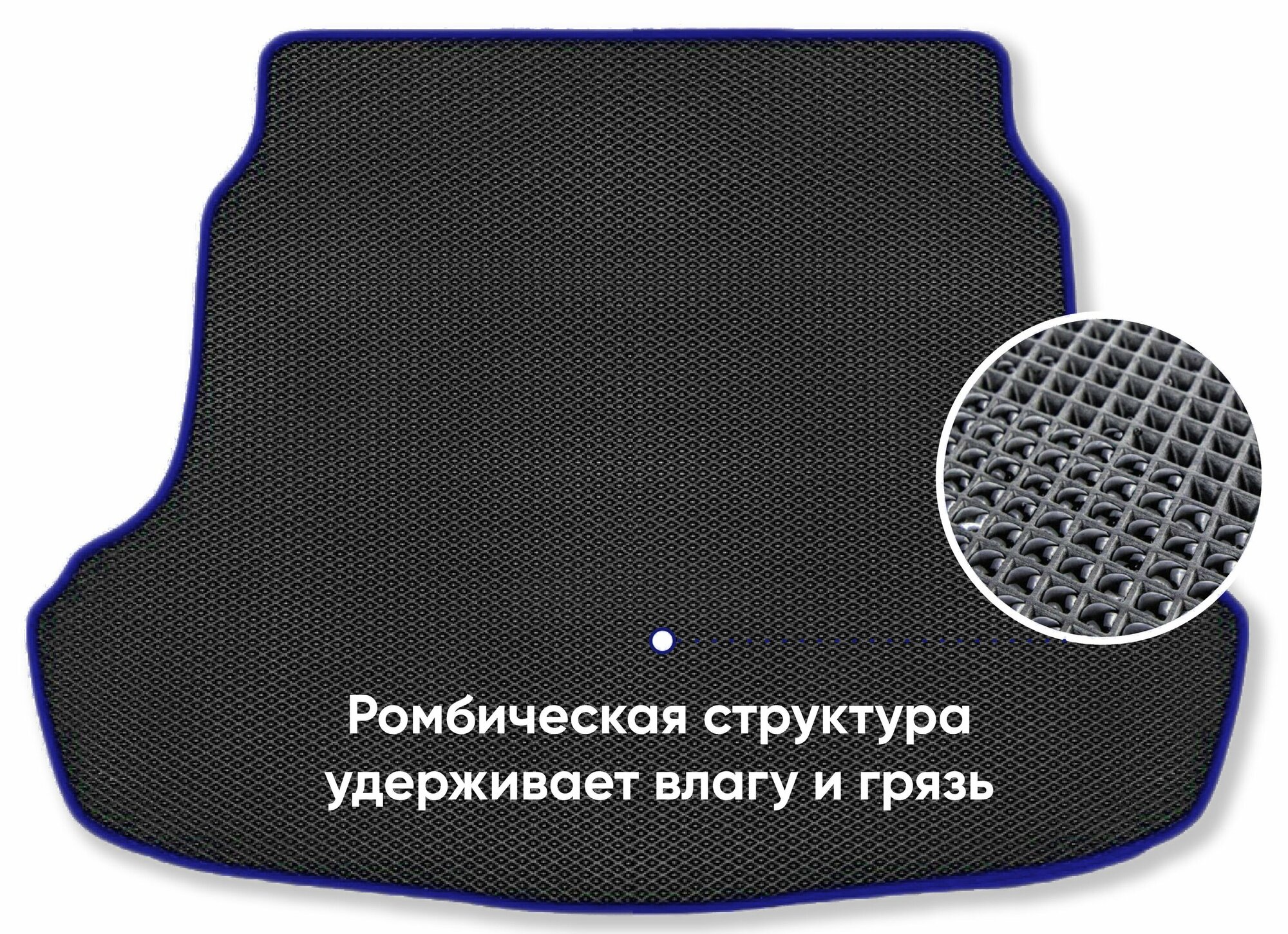 фото Автомобильный коврик в багажник ЕВА / EVA для JAC J7 2020-н.в./Джек Джей7 (темно-синий кант)