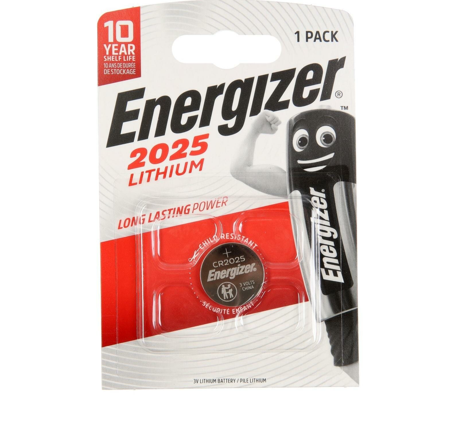 Батарейка литиевая Energizer CR2025-1BL 3В блистер 1 шт.