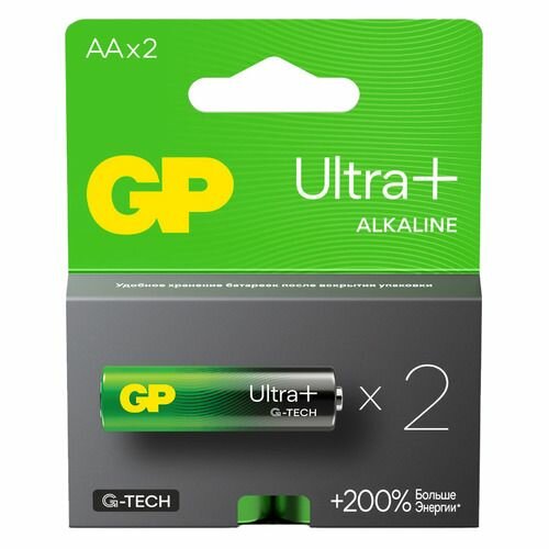 AA Батарейка GP Ultra Plus Alkaline 15AUPA21-2CRSB2, 2 шт.