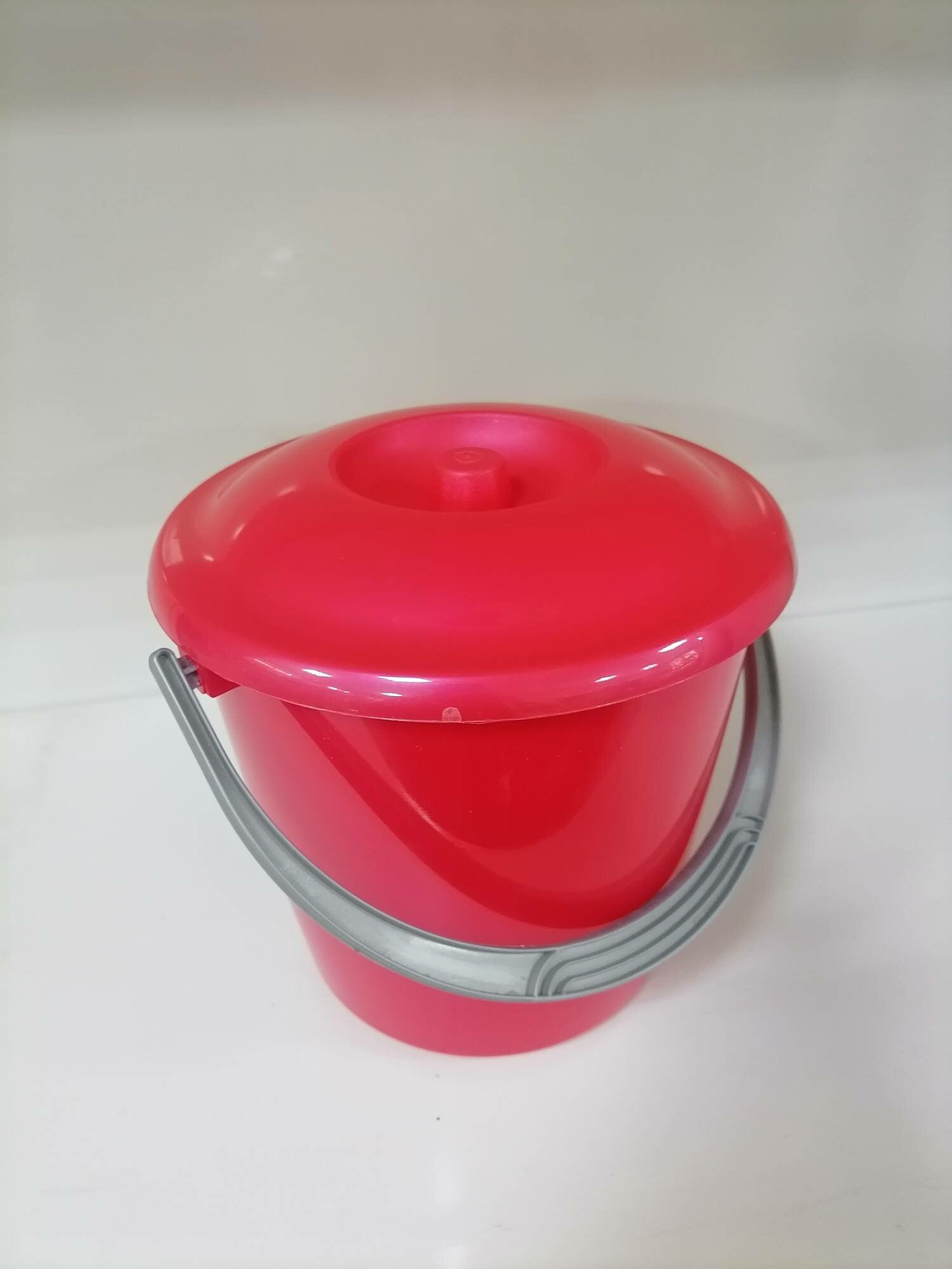 фото Ведро Соло 5л с крышкой перламутровое красное