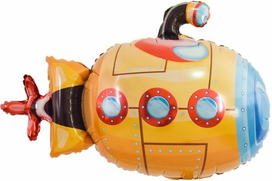 Шар фольгированный Фигура Подводная лодка, оранжевый, 97см, 1шт