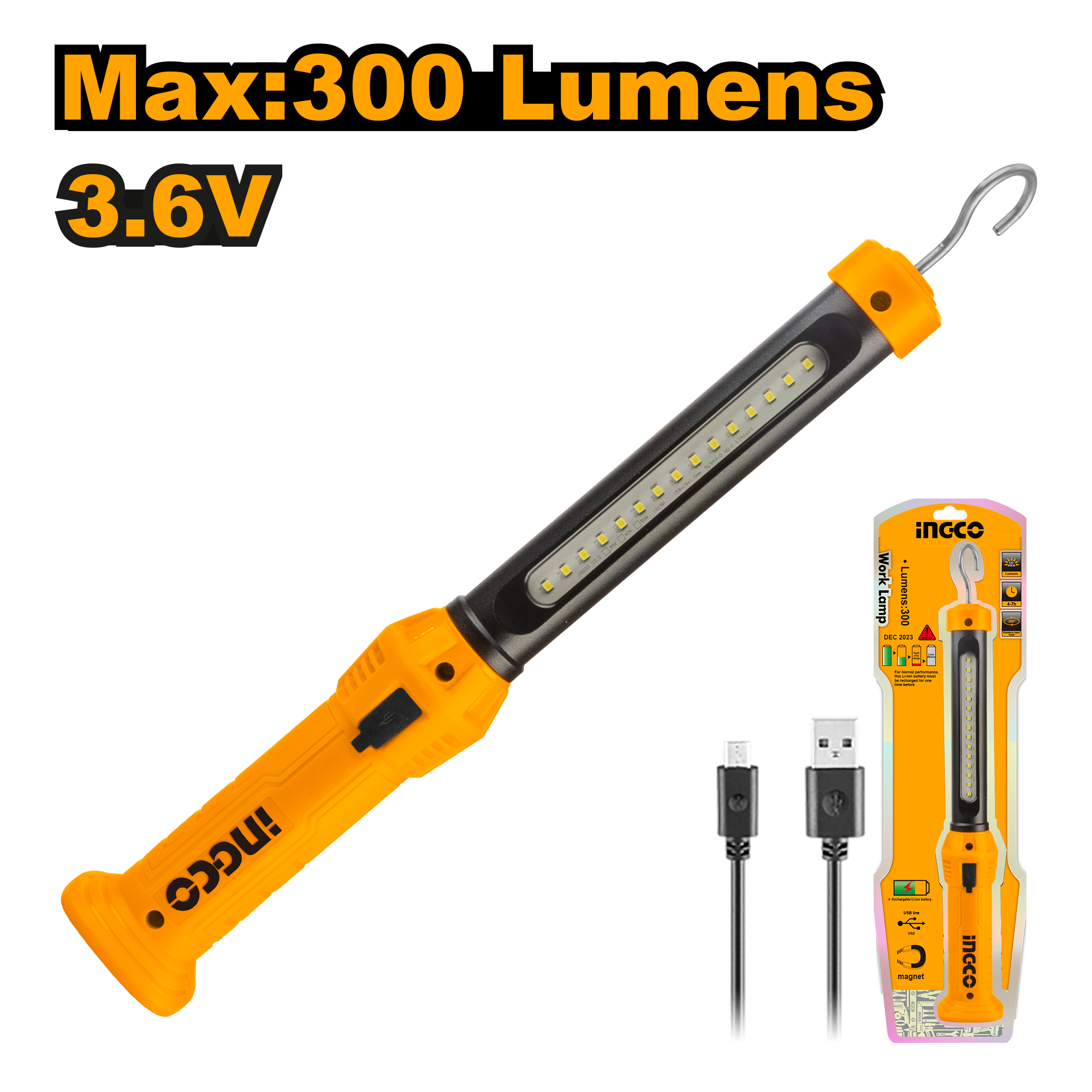фото Лампа-фонарь на подвесе INGCO HWLI35261 USB type-C 300 Лм