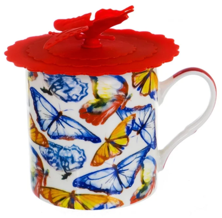 фото Набор - Кружка + силиконовая крышка Balsford, "Бабочки", 300 мл