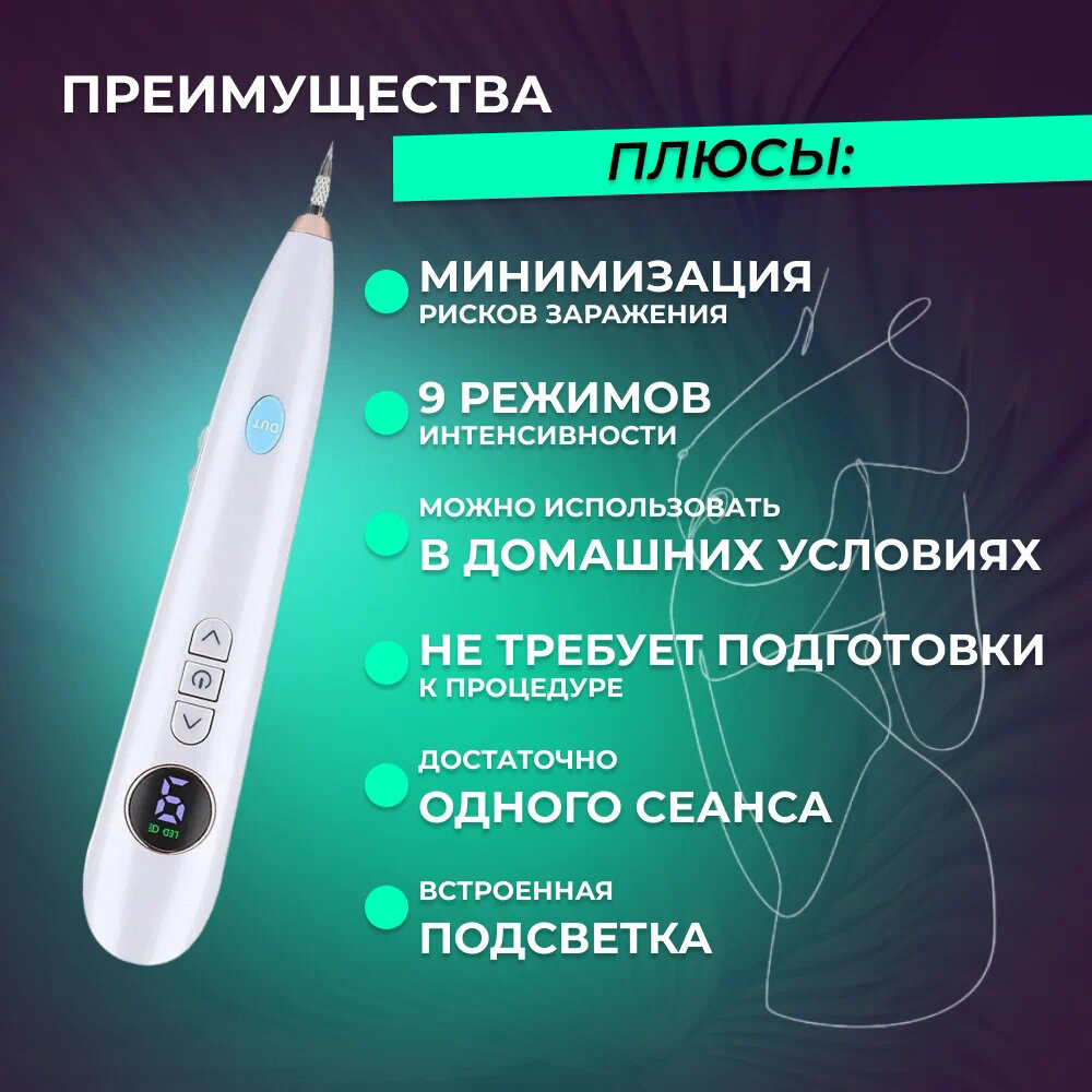 Плазменная ручка (Mole Freckle Removal Pen) для удаления бородавок и папиллом (9 режимов)