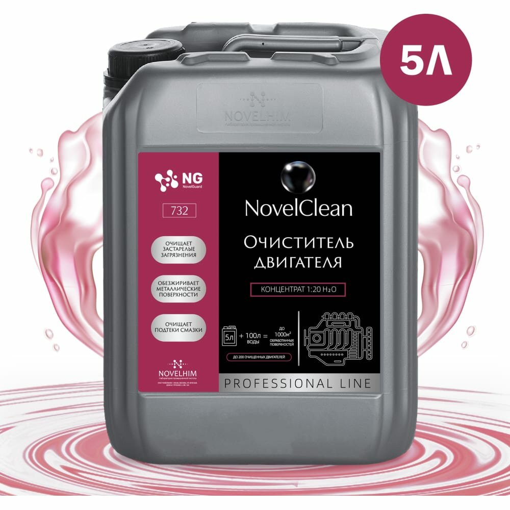 фото Пенное средство для очистки деталей двигателя от нефте-масляных загрязнений NovelGuard NovelClean 732