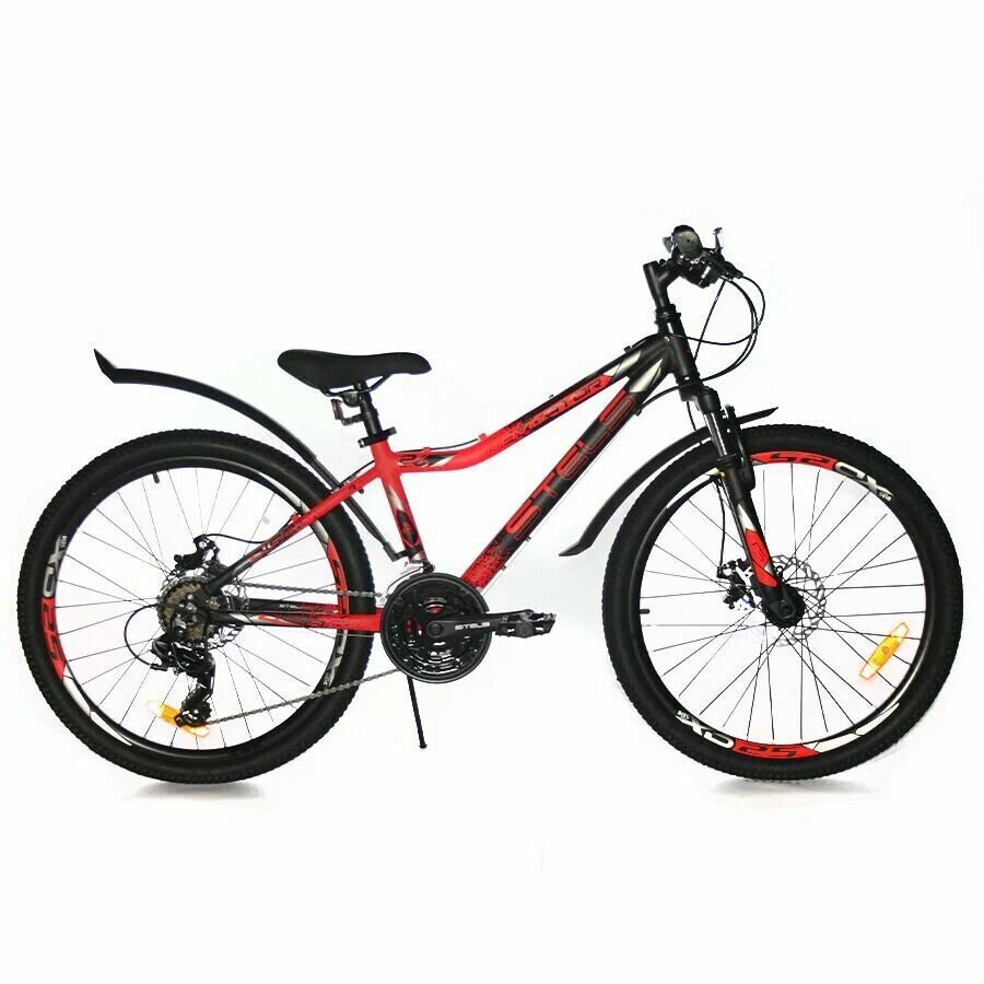 Велосипед для подростков STELS Navigator-450 MD 24 V030 Черный неоновый/Красный (LU093466 LU095011 13)