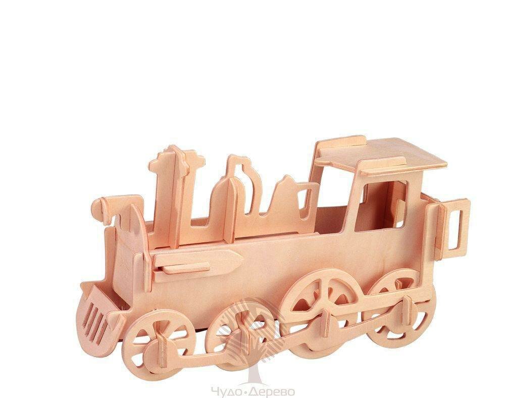 Сборная деревянная модель Wooden Toys Паровоз - фото №2
