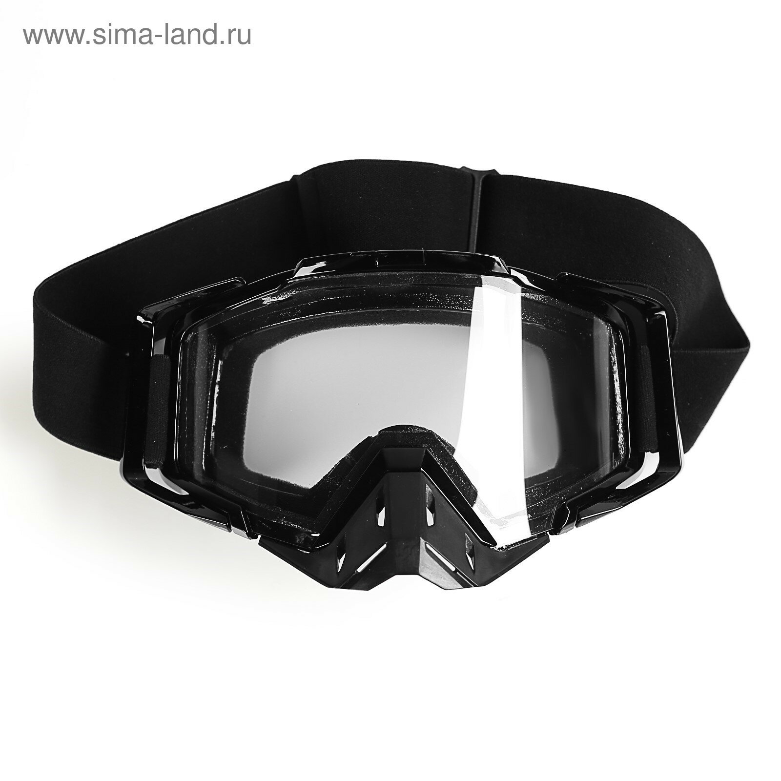 Очки-маска со съемной защитой носа стекло прозрачное черные (1шт.)