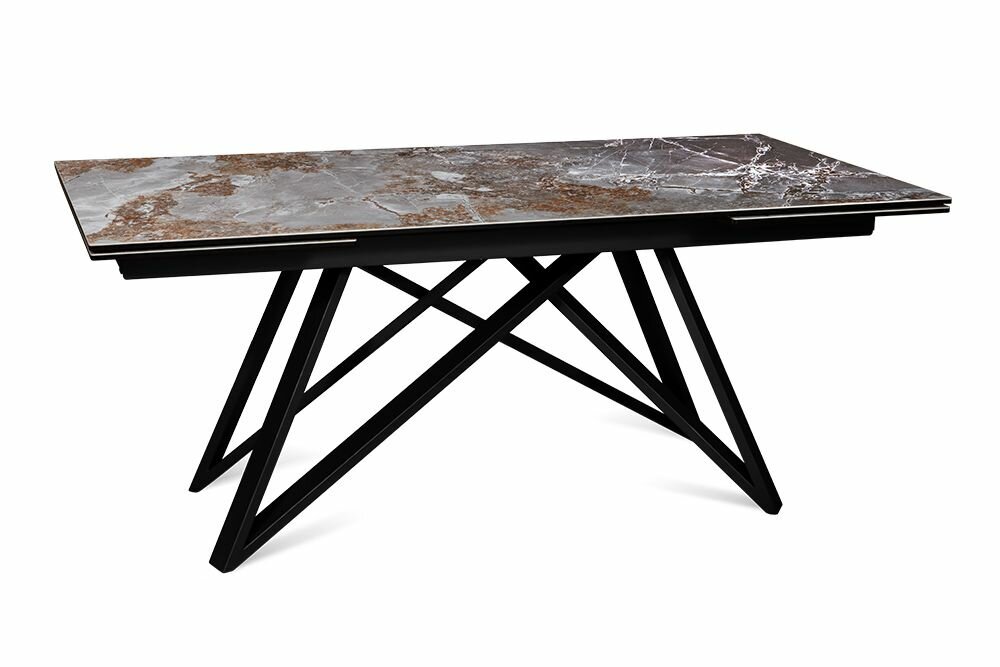 Стол обеденный керамический раздвижной BALTIMORE 180 HAWAII CER на металлокаркасе столешница керамика цвет серый камень черный каркас 180(280)х95 см