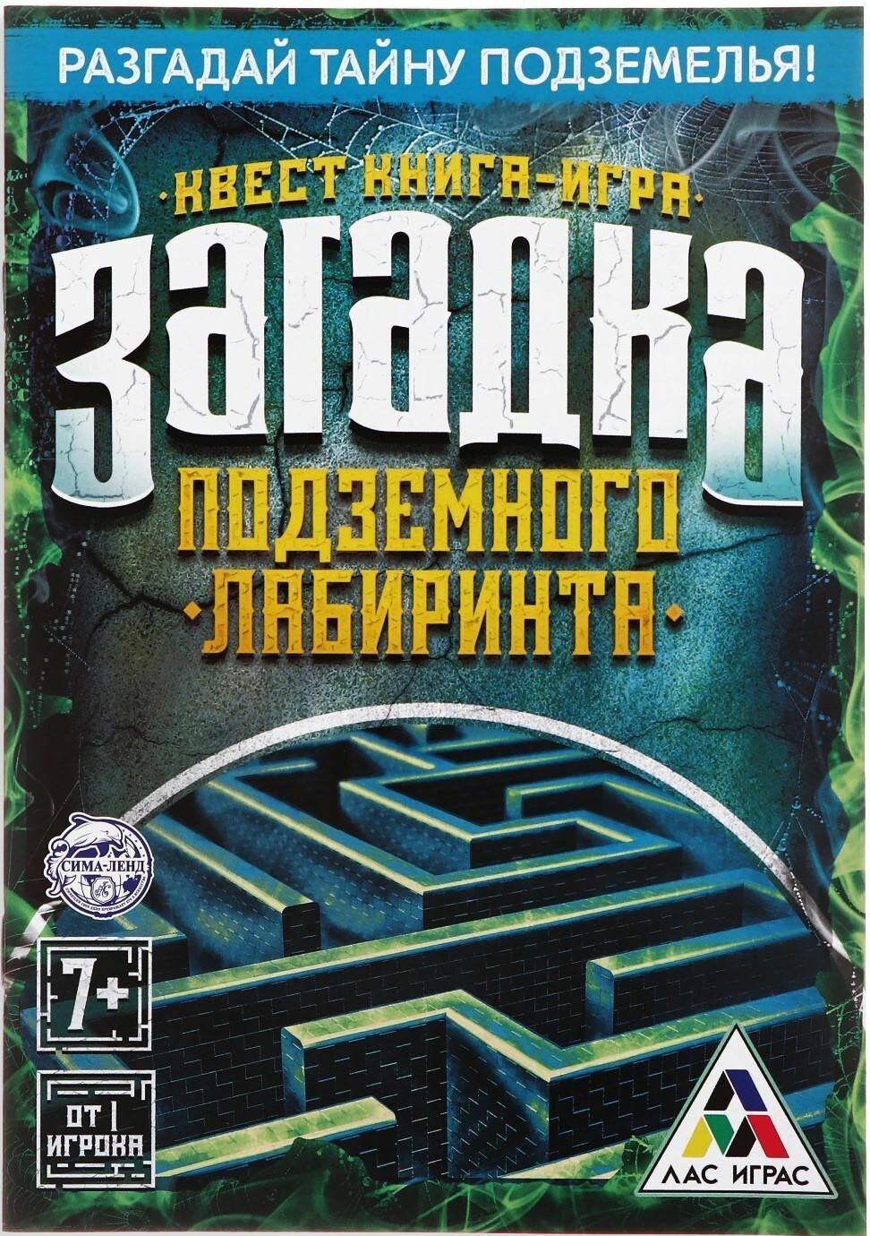 Настольная игра "Книга-квест. Загадка подземного лабиринта" для детей, развивающие задания и логические головоломки на внимание, версия 1, 7+