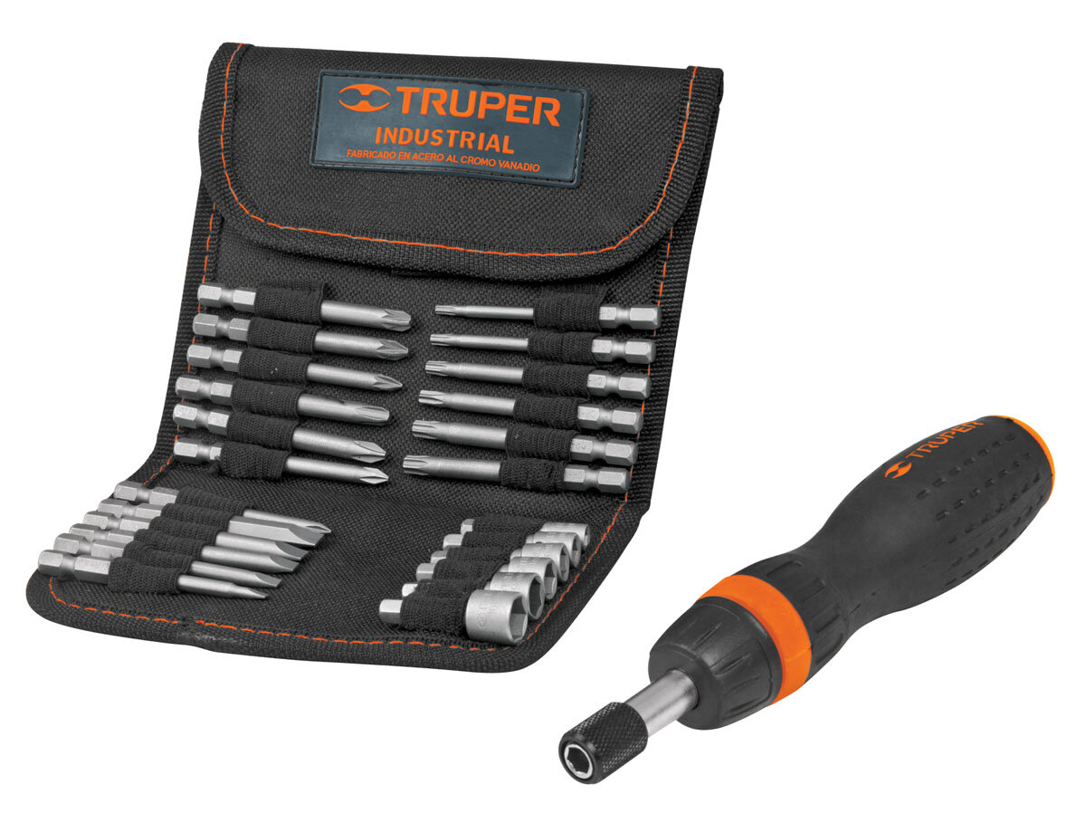 фото Отвертка с трещоткой и битами Truper JDM-26, 26 предметов