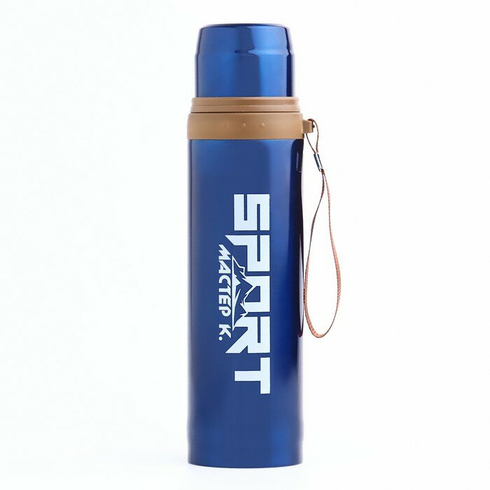 фото Термос, 550 мл, Гильза "Мастер К. Спорт", с кружкой, сохраняет тепло 10 ч, 7 х 28 см, синий