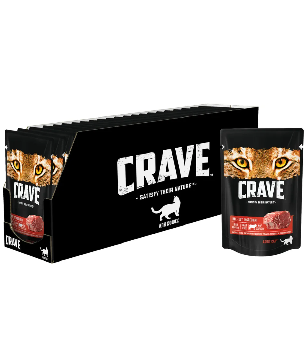 фото Crave паучи для кошек Говядина 70г (30 паучей)
