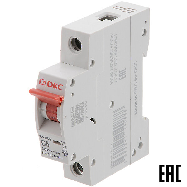фото Автоматический выключатель YON max MD63S-1PC6 6А/1п/ 4,5кА на Din-рейку ДКС (2 шт. в комплекте)
