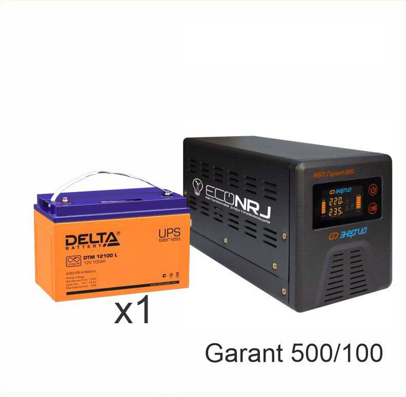 Источник бесперебойного питания Энергия Гарант 500 в комплекте с аккумулятором DELTA Battery DTM 12100 L