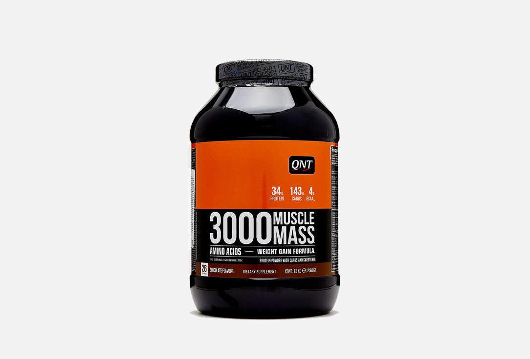 Гейнер со вкусом шоколада QNT 3000 Muscle Mass Chocolate / вес 1300 г