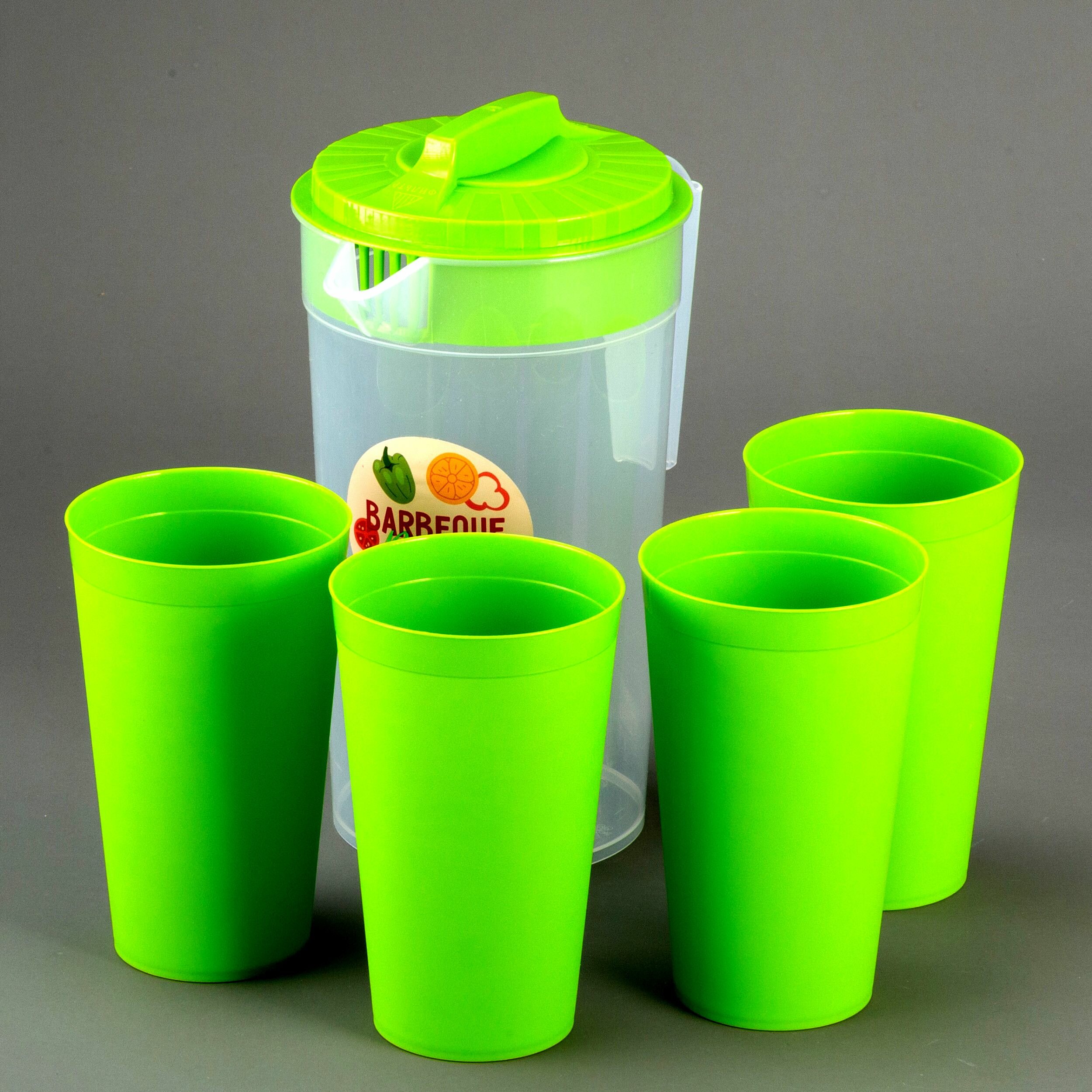 фото Набор кувшин пластмассовый 1,2л + 4 стакана для воды, сока, молока