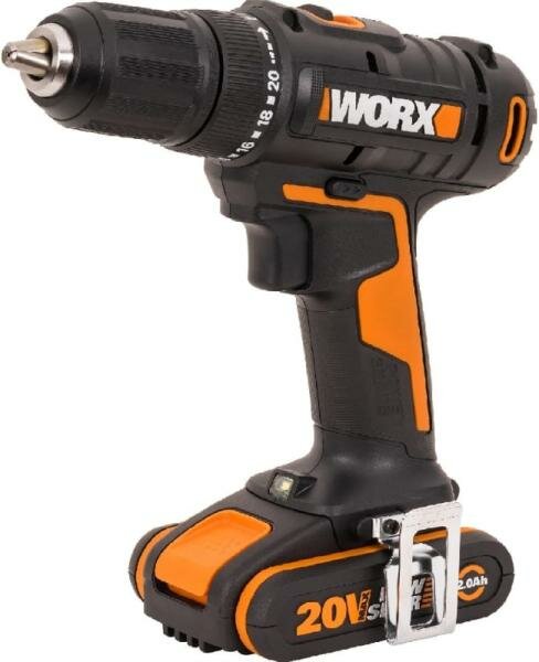 Дрель-шуруповерт аккумуляторная WORX WX108 45Нм 20В 2Ач x2 ЗУ 2А кейс