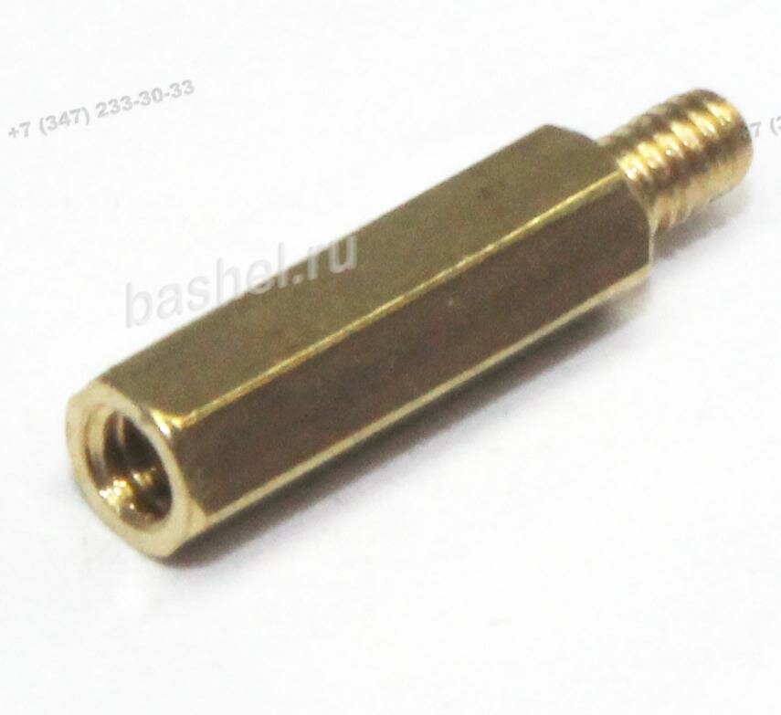PCHSN2-10, Стойка для печатных плат, шестигранная, 10 мм, М2, латунь, длина резьбы 3 мм